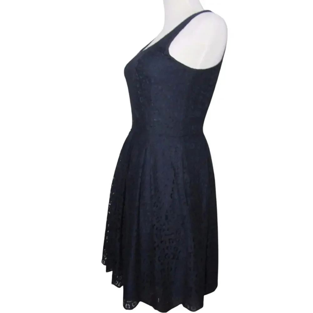 J. Crew NWT Swirling Lace Dress Navy Blue Sleeveless Timeless Fit Flare Size 8